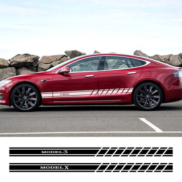Tespart - Car Door Side Skirt Stickers Auto Decor Decal for Tesla Model 3 Model S Model X 2PCS/set