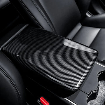 Tespart -Dry Carbon Fiber Armrest Box Trim Cover for Cybertrunk