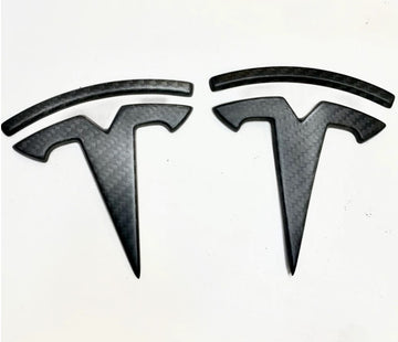 Carbon Fiber T Logo Overlays – Model 3 & Y Front/Rear