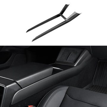 Real Dry Carbon Fiber Center Console Combo Side Panel & Charging Pad Overlay for Model 3 Highland & New Model Y