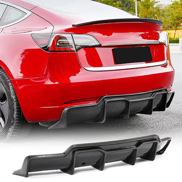 Tespart - Model X Spoiler Rear Bumper Diffuser - Real Molded Carbon Fiber