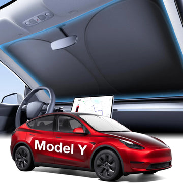 Tespart - Tesla New Model Y Windshield Sunshade 2016–2025 (Juniper) – Foldable, OEM Fit and 100% UV Block