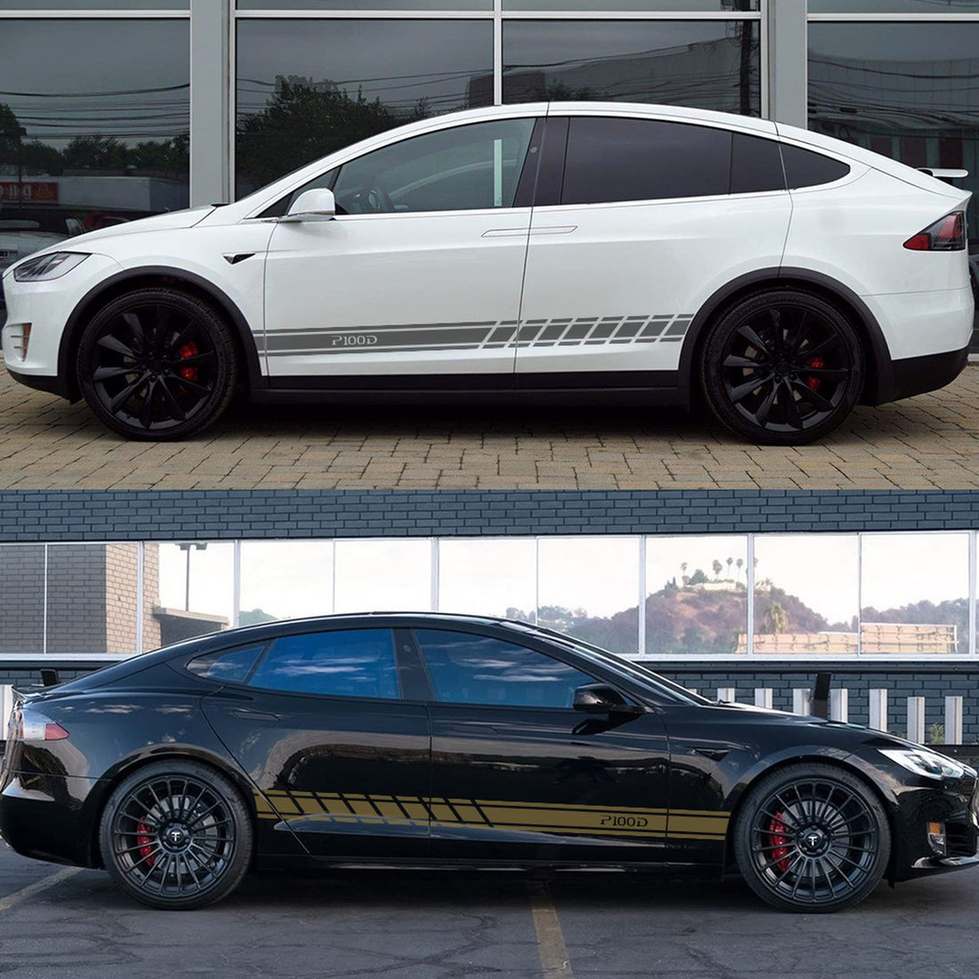 Tespart  - Car Door Side Skirt Stickers Auto Decor Decal for Tesla Model 3 Model S Model X 2PCS/set