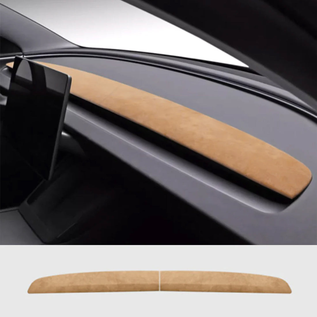 Tespart- Alcantara Spliced Dash Trim for Tesla Model 3 Highland (2PCS)
