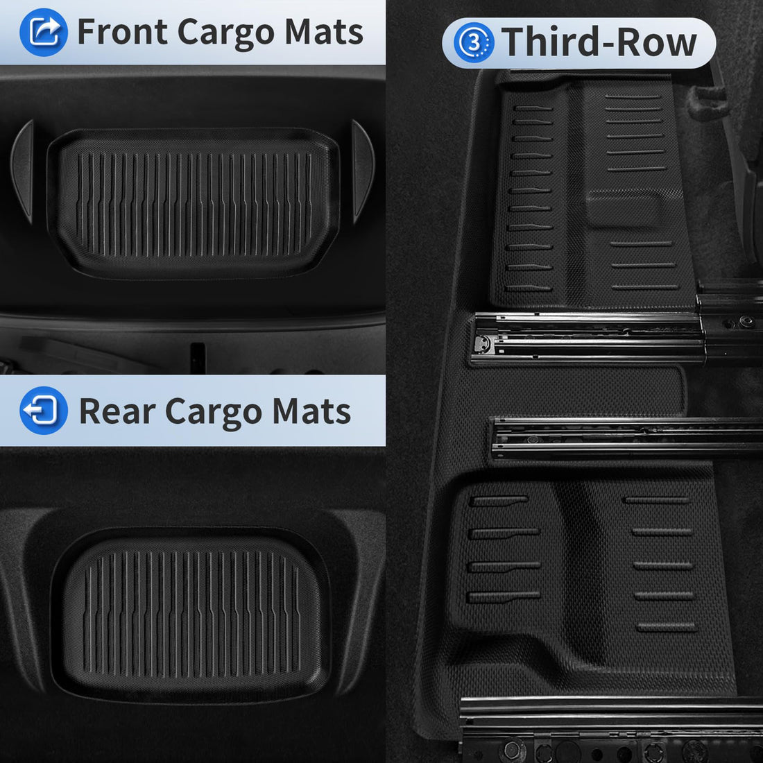 Tespart - All Weather TPE Floor Mats for Tesla Model Y 7 Seats
