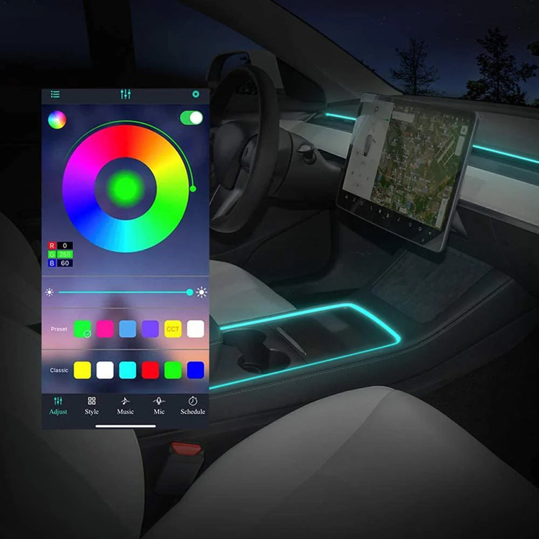 Tespart - Ambient Lighting LED Strip for Tesla Model Y Model 3
