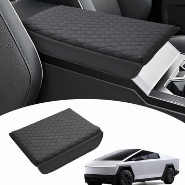 Tespart- Armrest Cover with Leather Pocket for Tesla Cybertruck