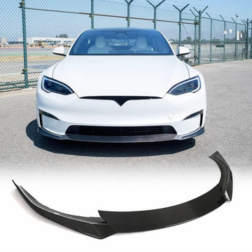 Tespart - Carbon Fiber Front Lip Spoiler For Tesla Model S 2022-2024