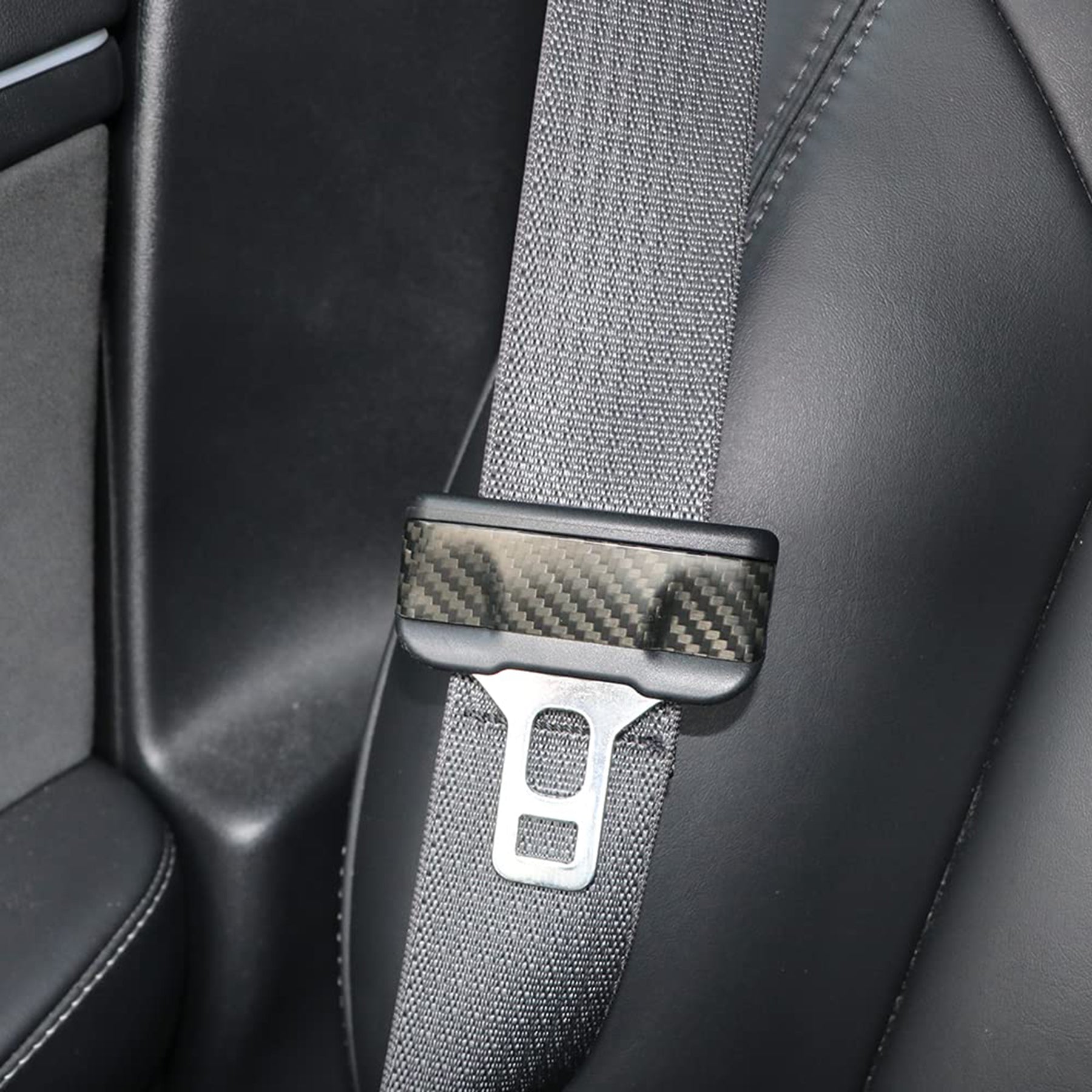 Tespart - Model 3 / Y Seat Belt Buckle Cover Trim - Carbon Fiber Interior Mods（2pcs）