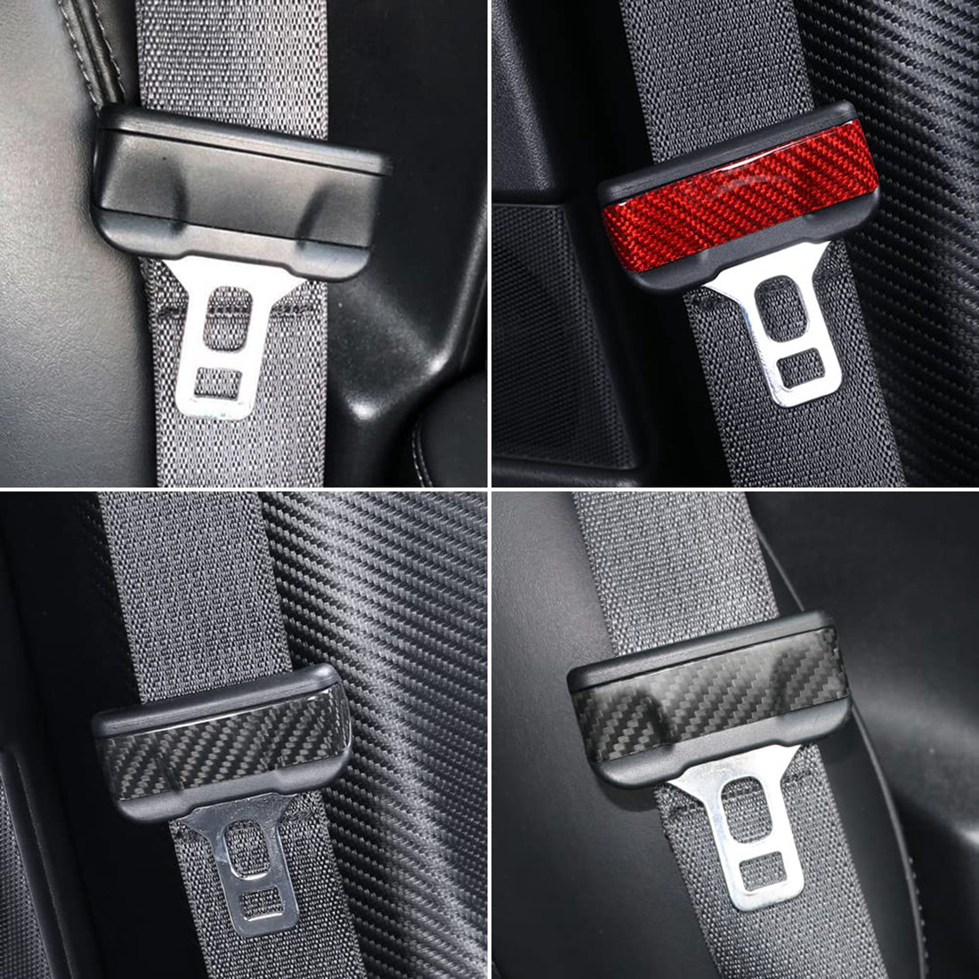 Tespart - Model 3 / Y Seat Belt Buckle Cover Trim - Carbon Fiber Interior Mods（2pcs）