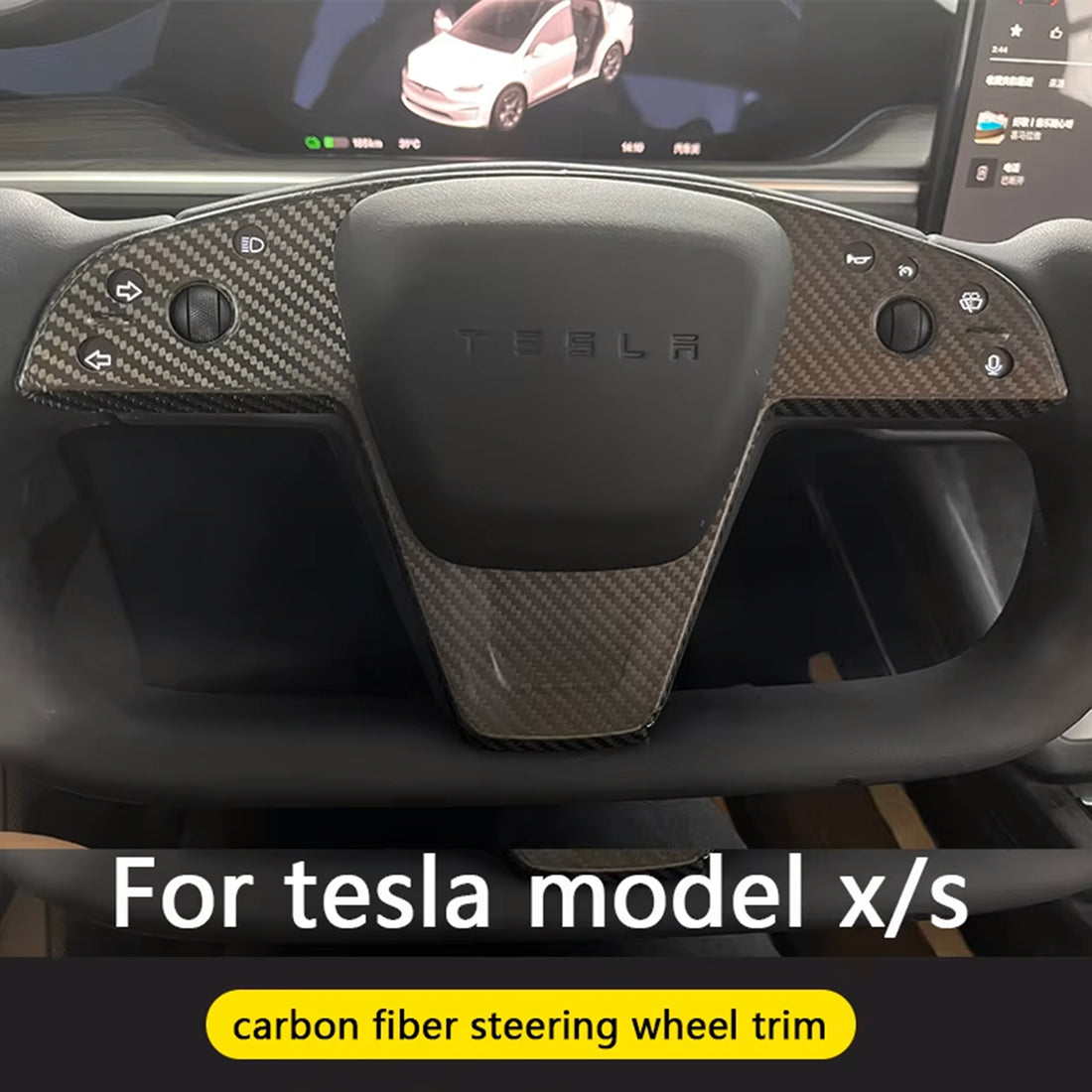 Tespart - Carbon Fiber Steering Wheel Cover for Tesla Model S/X 2022-2024