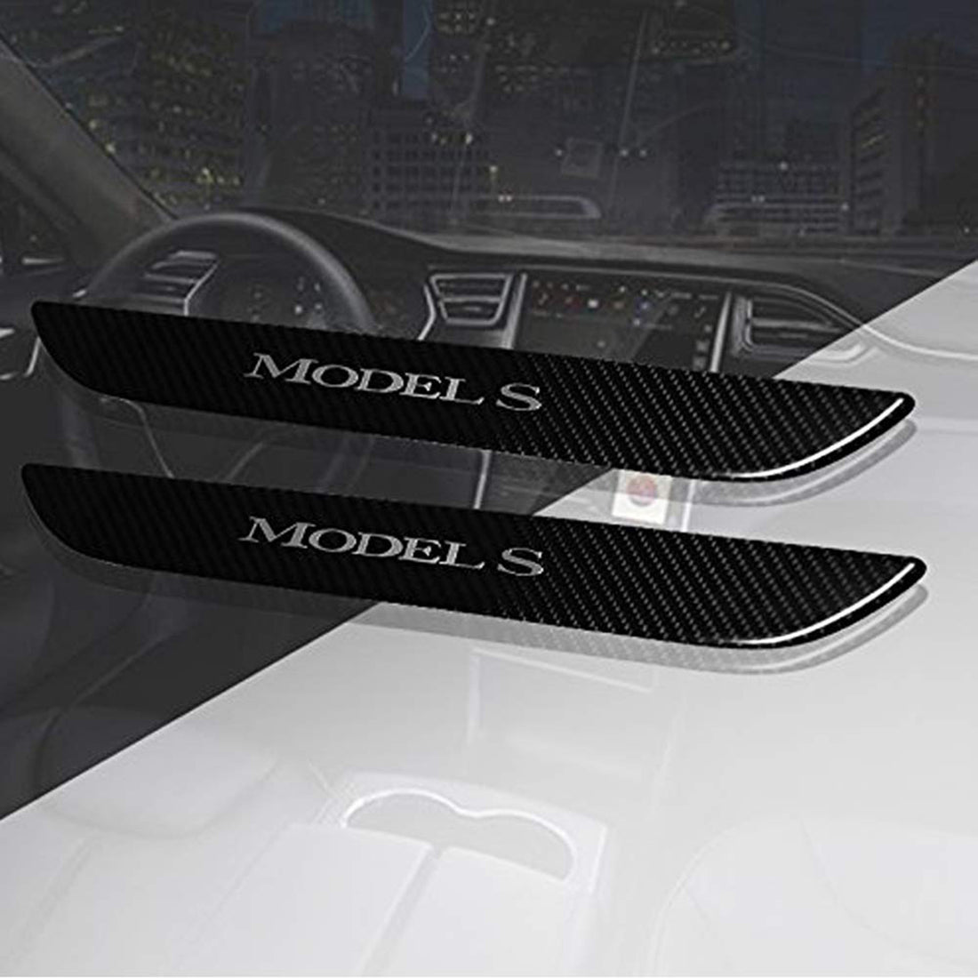 Tespart - Carbon Fiber Textured Front Door Sill Protector for Tesla Model S 2016-2018