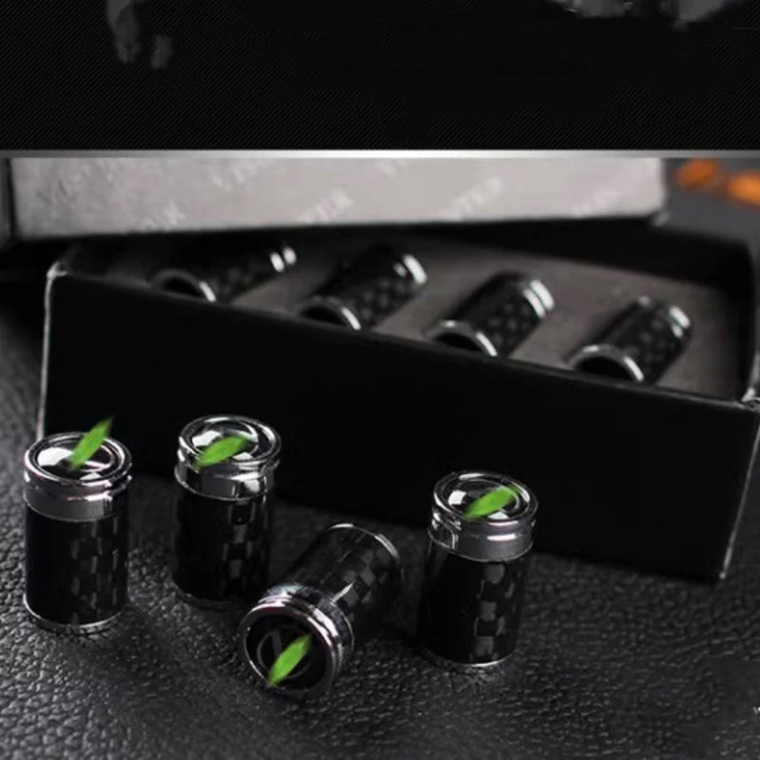 Tespart - Carbon Fibre Car Wheel Tire Valve Stem Cap For Tesla Model3/Y/X/S（4pcs)