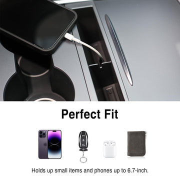 Tespart - Center Console Phone Holder Slot Compatible USB Hub For Tesla Model 3/Y