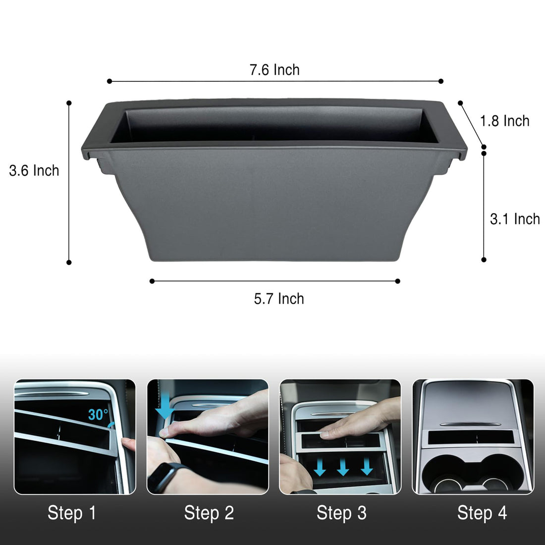 Tespart - Center Console Phone Holder Slot Compatible USB Hub For Tesla Model 3/Y