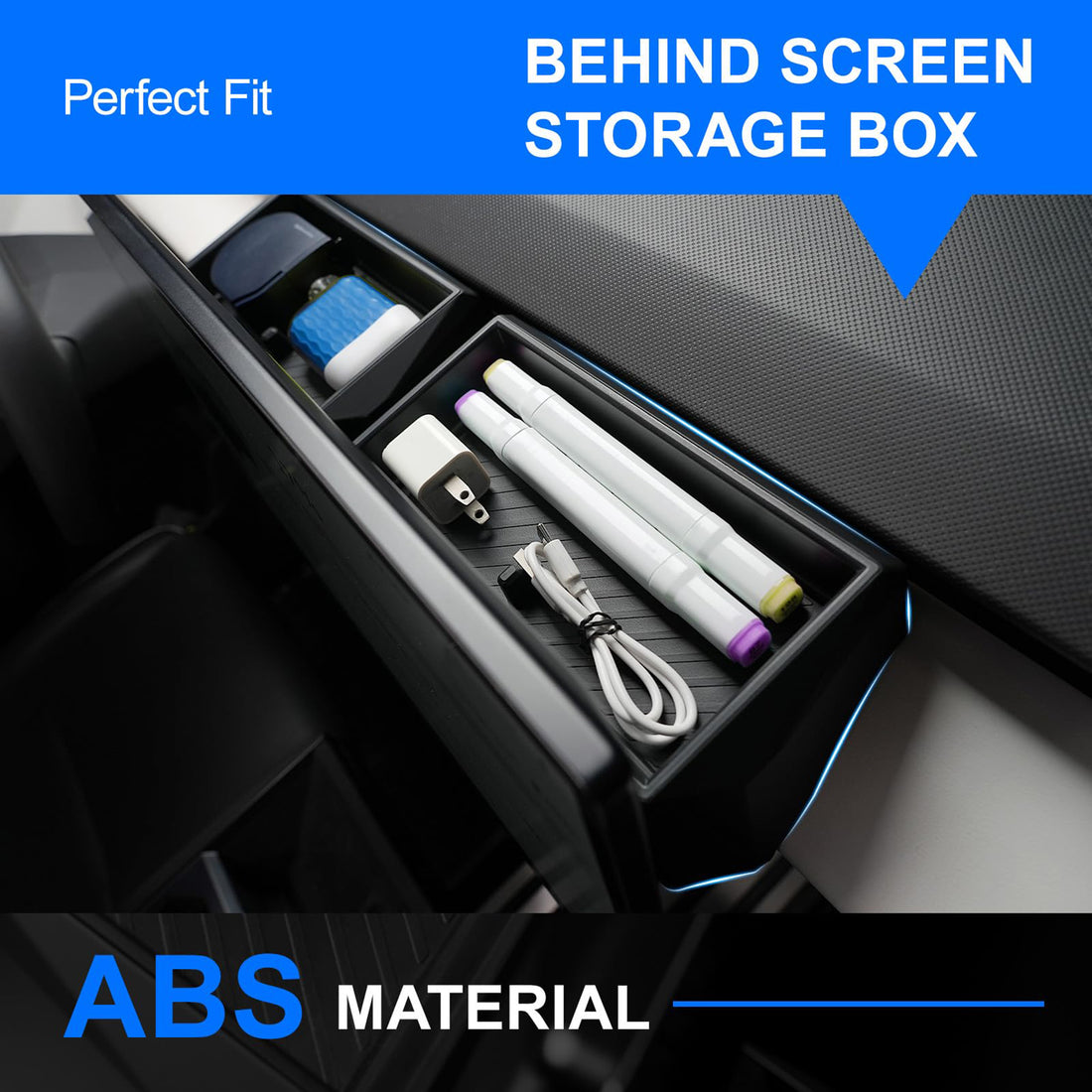 Tespart - Cybertruck Center Console Behind-Screen Storage Box (2 PCS)