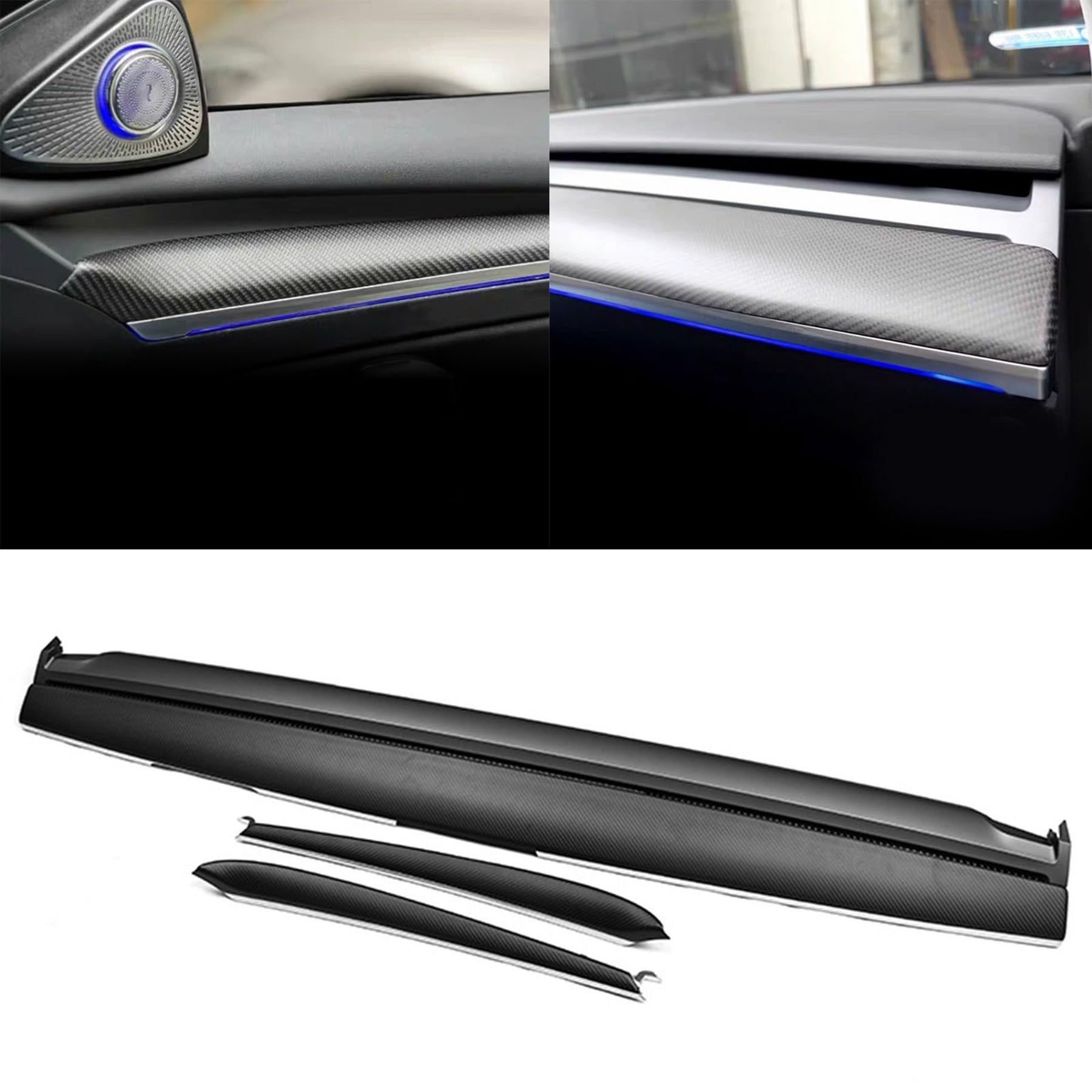 Tespart - Dashboard & Door Panel Replacement Kit for Tesla Model 3 / Y (3 Pieces) 2021-2023