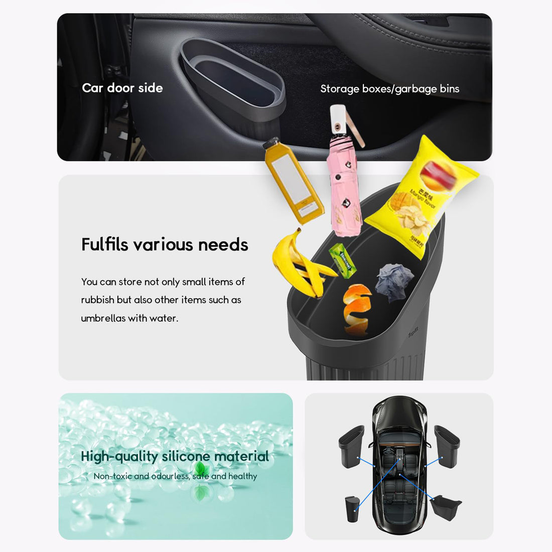 Tespart - Door Side Storage trash can For Tesla Model 3/Y【2pcs】