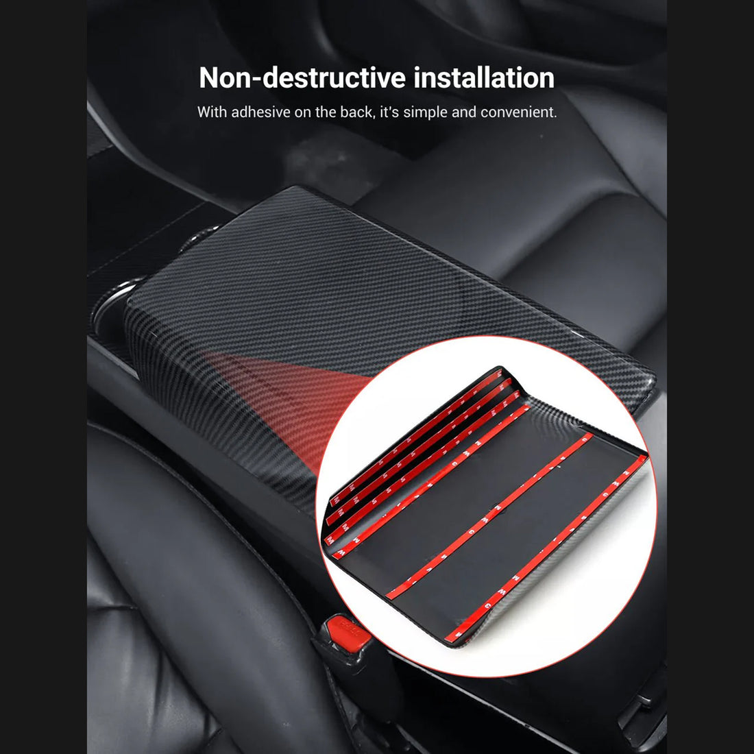 Tespart -Dry Carbon Fiber Armrest Box Trim Cover for Cybertrunk