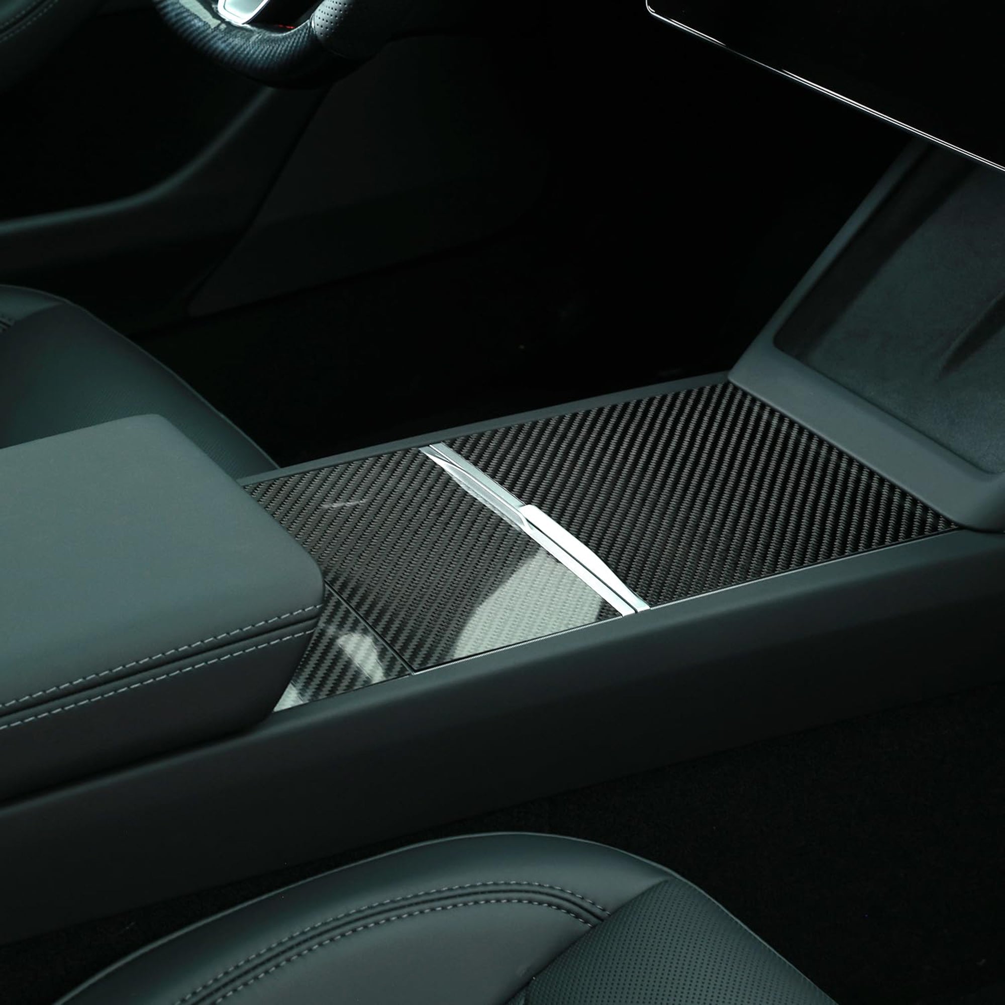 Tespart - Dry Carbon Fiber Panel Console Wrap For Tesla Model 3 Highland