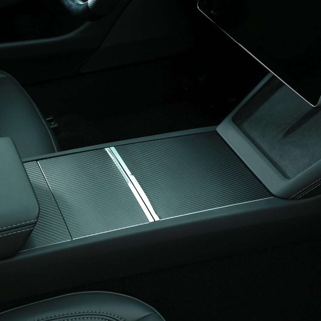 Tespart - Dry Carbon Fiber Panel Console Wrap For Tesla Model 3 Highland