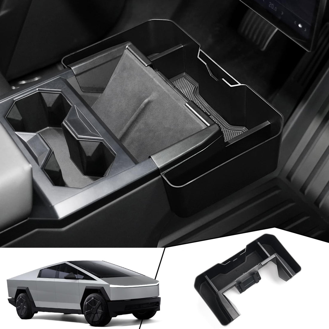 Tespart - Extended Center Console Organizer Storage Box for Cybertruck