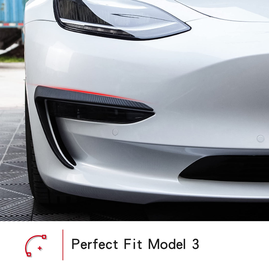 Tespart - Tesla Model 3 Fog Light Trim - Carbon Fiber Exterior Mods