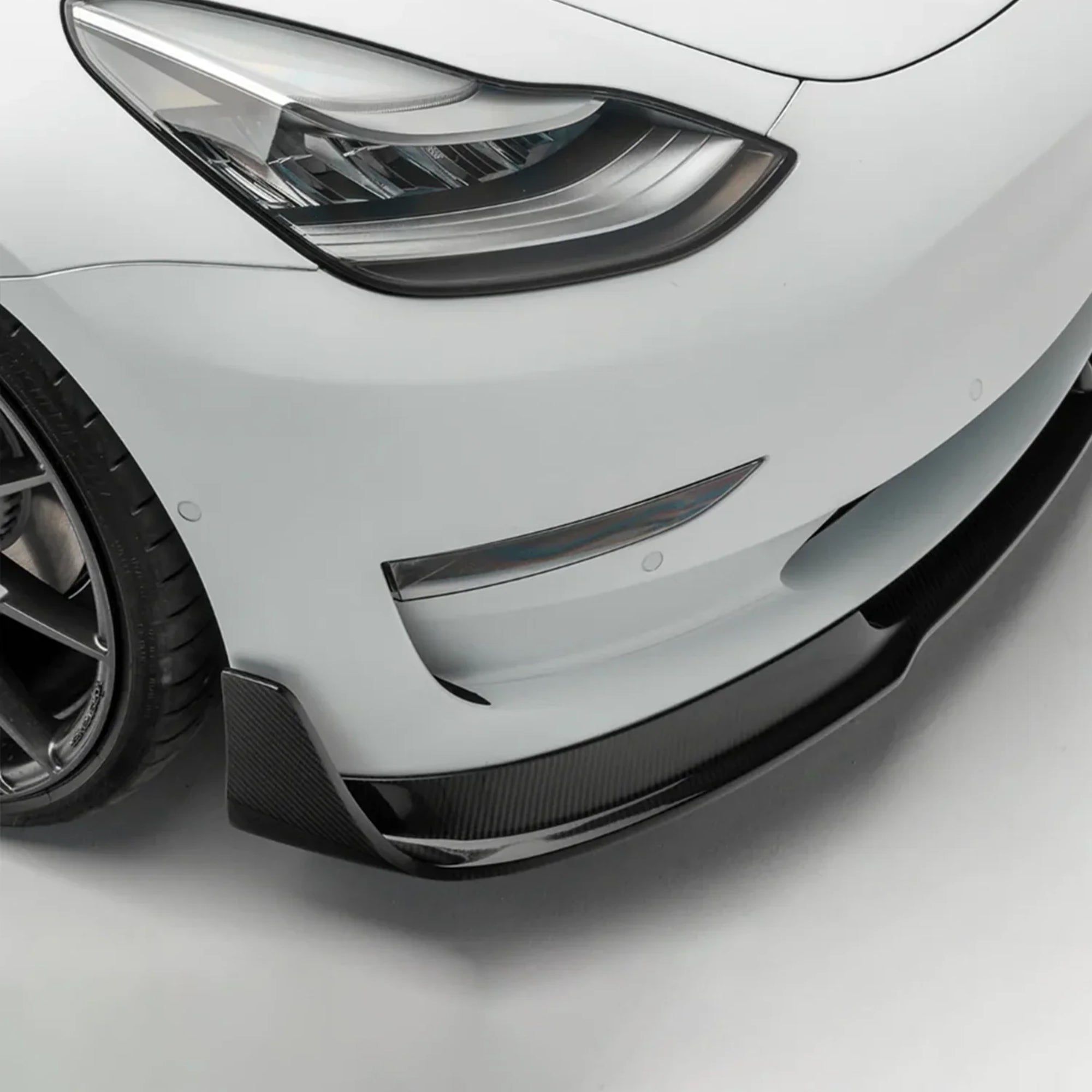 Tespart - Tesla Model 3 Front Lip Spoiler V Style - Real Carbon Fiber
