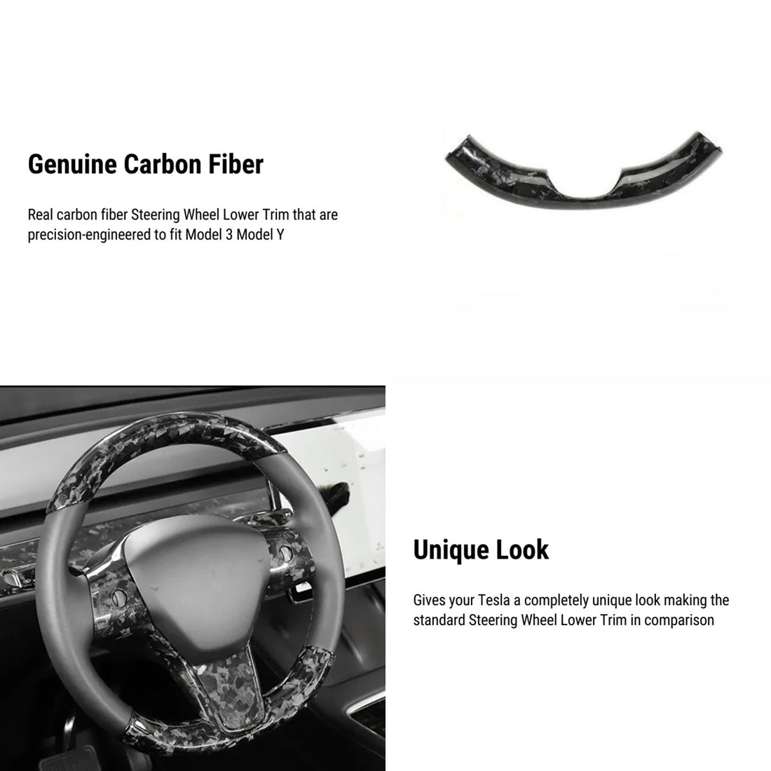 Tespart - Genuine Forged Carbon Fiber Interior Mods Wrap Kit for Tesla Model 3 / Y