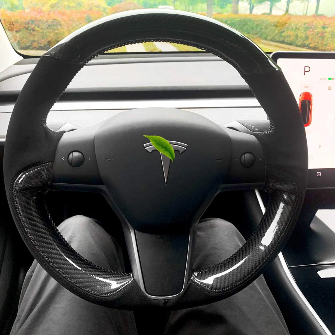 Tespart - Genuine Leather Steering Wheel Cover for Tesla Model 3 / Y