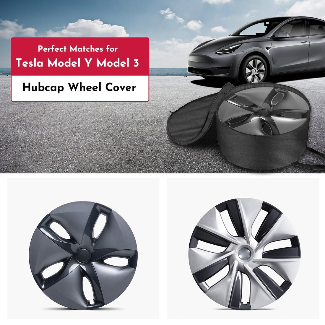 Tespart- 18' 19' Hub Cap Storage Bag for Tesla Model 3 & Model Y