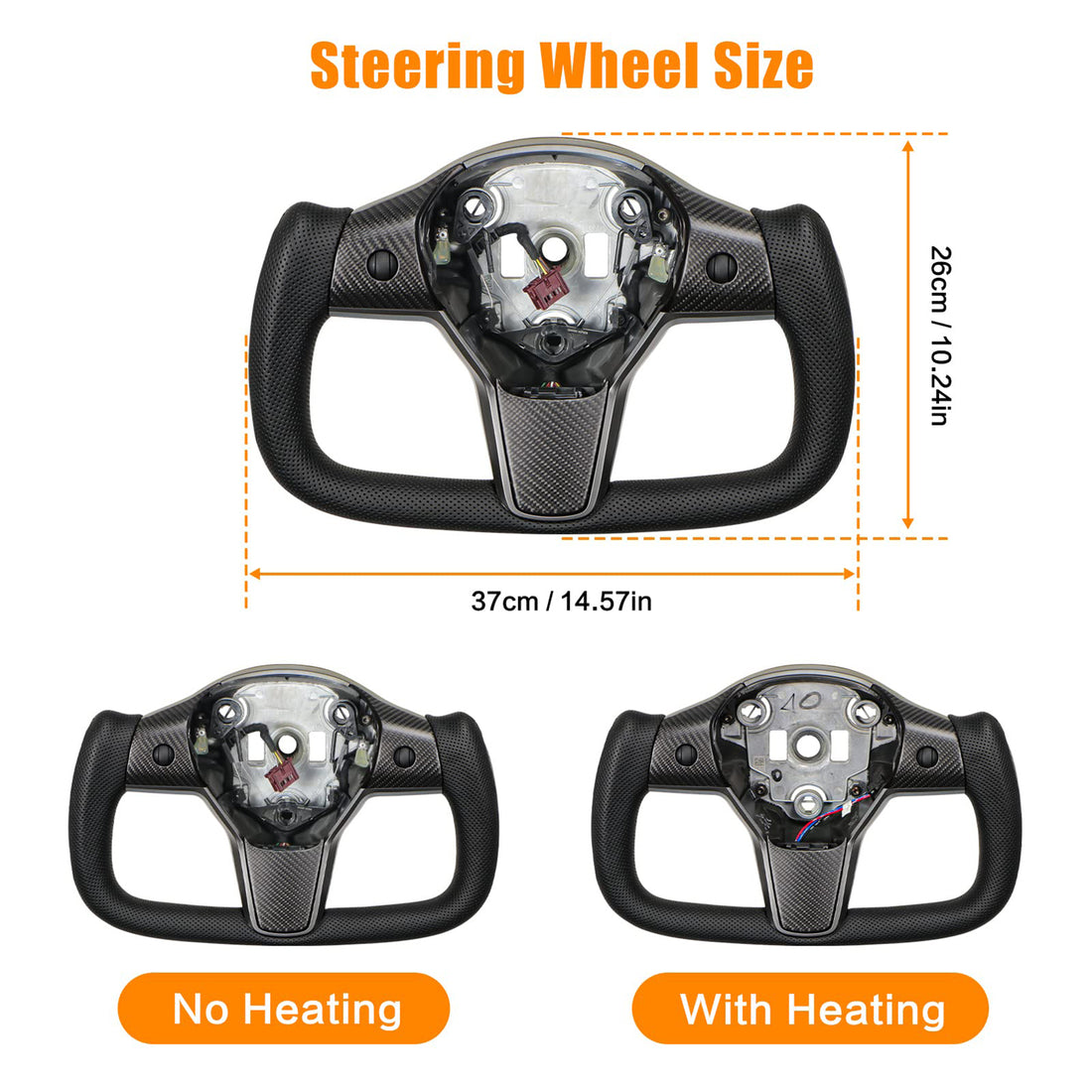 Tespart - Perforated Leather Yoke Steering Wheel for Tesla Model 3 / Y【Style 35】