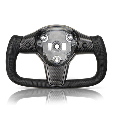 Tespart - Perforated Leather Yoke Steering Wheel for Tesla Model 3 / Y【Style 35】