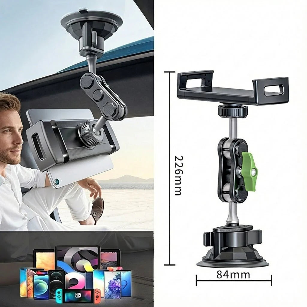 Phone Mount Dual Suction Aluminum Holder for Navigation and Filming