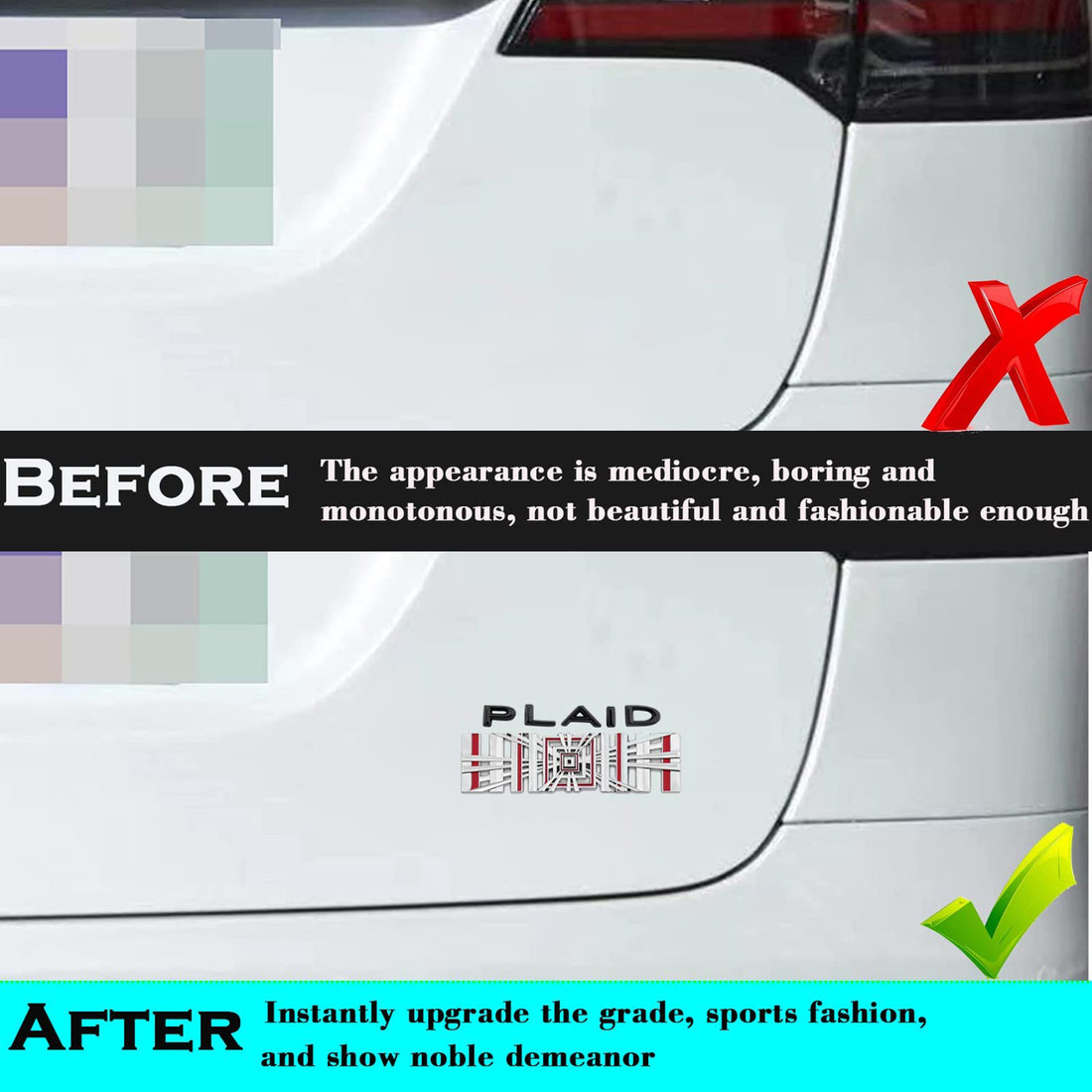 Tespart - Plaid Letter Logo sticker for Tesla Model 3/Y/X/S