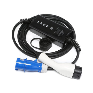 Tespart - Portable Type 2 Charger| 250V | 32A | 3 Pin Blue Industrial Plug | 16ft