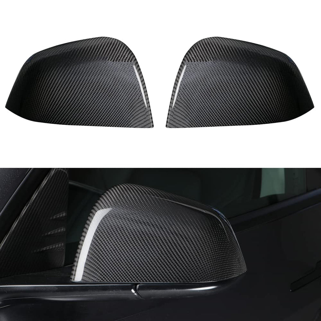 Tespart - Real Carbon Fiber Mirror Covers replacement for Tesla Model Y