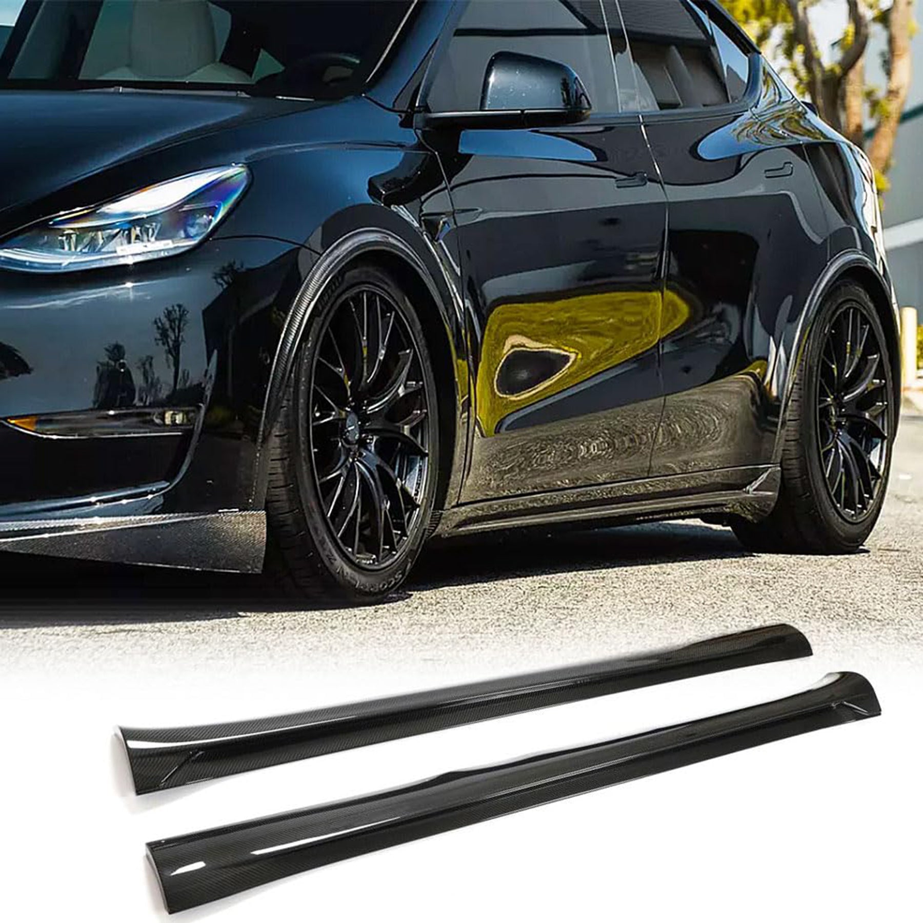 Tespart - Real Carbon Fiber Side Skirt for Tesla Model Y 2020-2024 [JC Style]