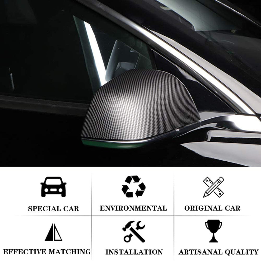 Tespart - Real Carbon Rear View Mirrors cover for Tesla Model S 2016-2020