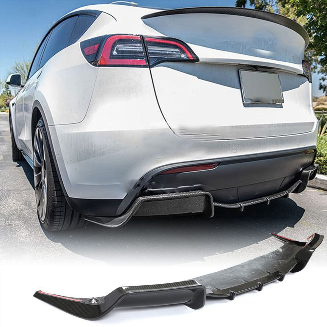 Tespart - Model Y Rear Diffuser Trunk Lip - Real Molded Carbon Fiber