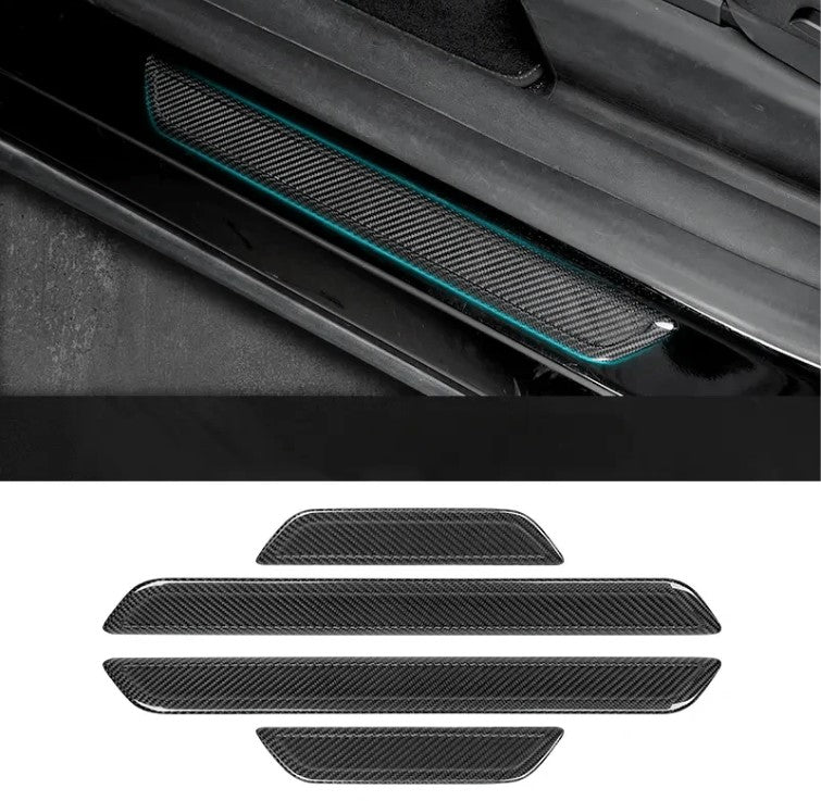 Real Dry Carbon Fiber Door Sill Strip Overlay for Model 3Y