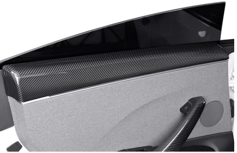 Real Dry Carbon Fiber Upper Door Trim Panel Overlay for Model 3 Highland / Model Y Juniper