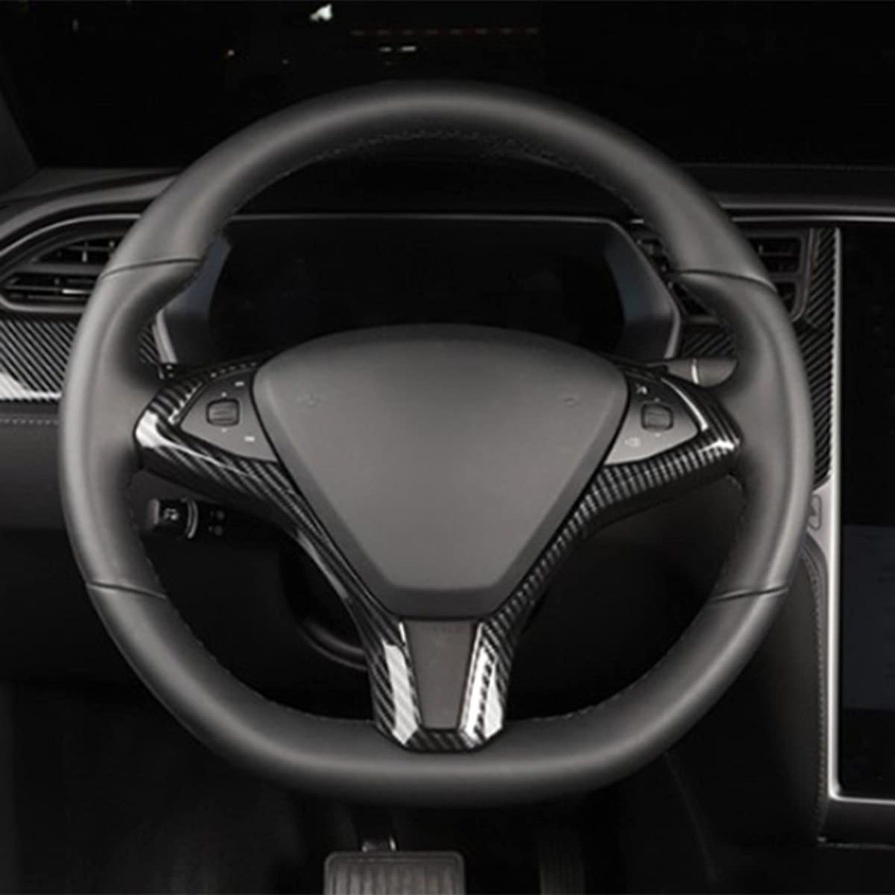 Tespart - Real carbon fiber Steering Wheel Trim Cover for Tesla Model S/X 2012-2020