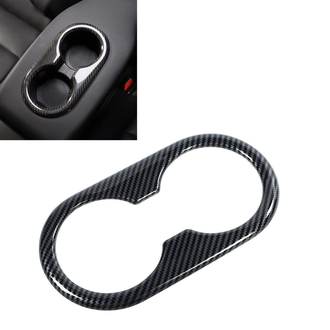 Tespart - Rear Seat Water Cup Holder Trim Interior Accessories for Tesla Model 3 / Y