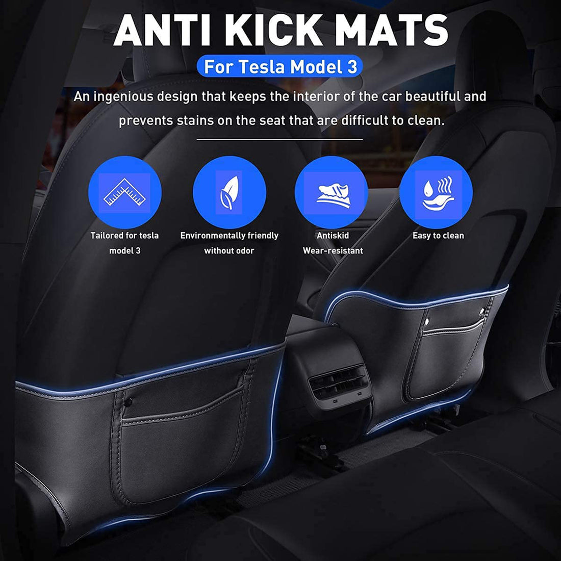 Tespart - Seat Back Kick Protector for Tesla Model 3 2017-2025