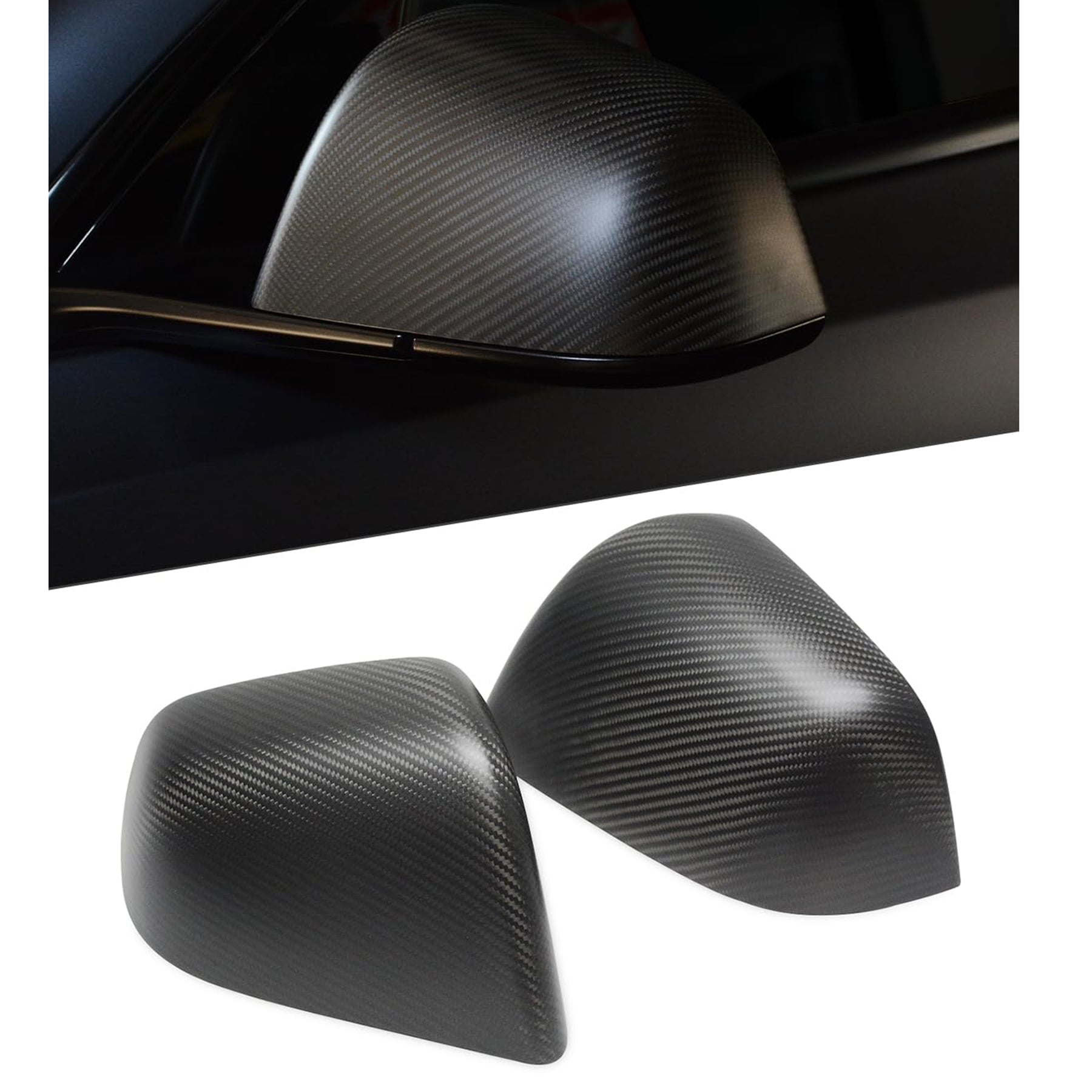 Tespart - Side Mirror Cover for Tesla Model Y / 3 Highland ( OEM Style ) - Carbon Fiber Mirror Caps Exterior Mods