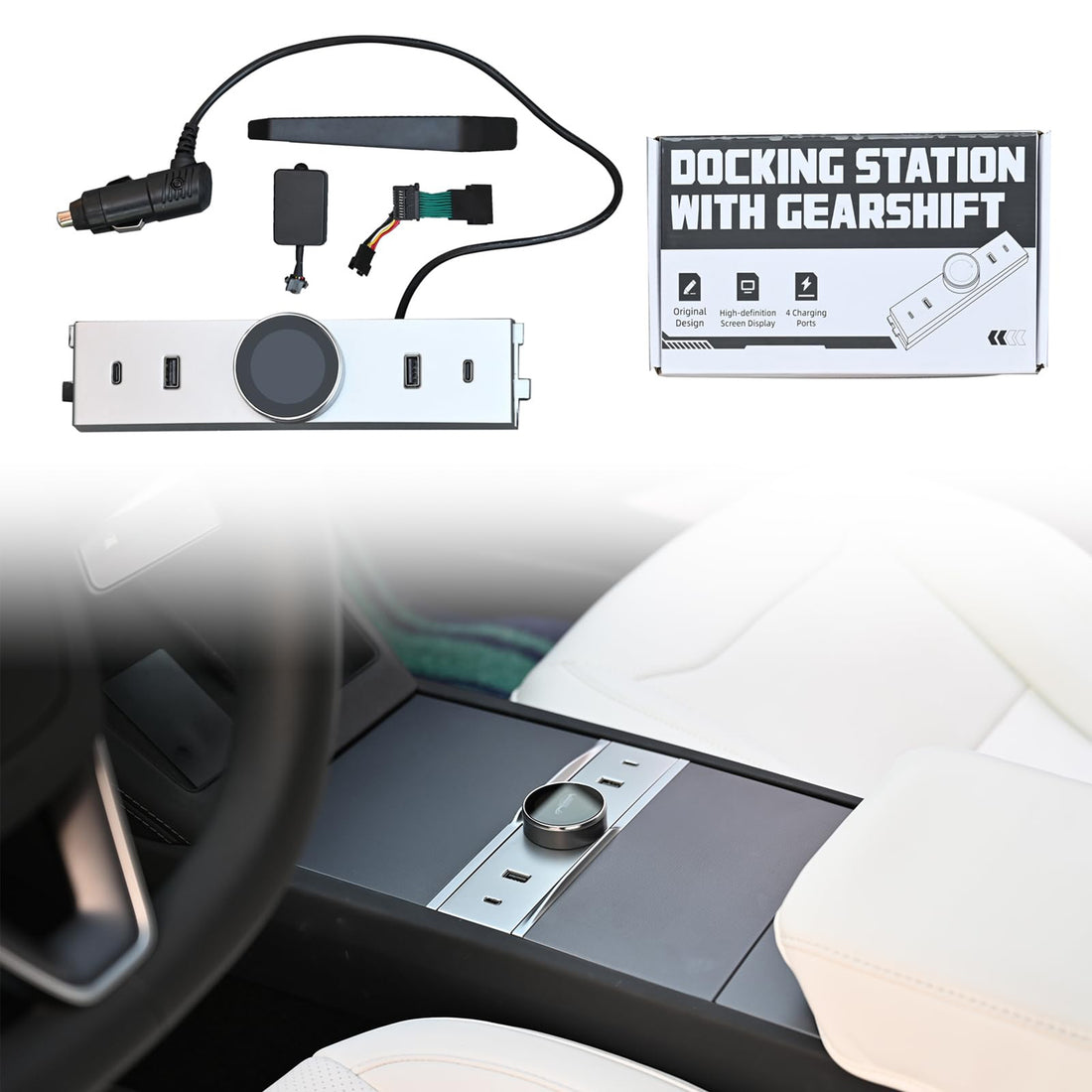 Tespart - Smart Rotating Gear Shift Dock for Tesla Model 3 Highland