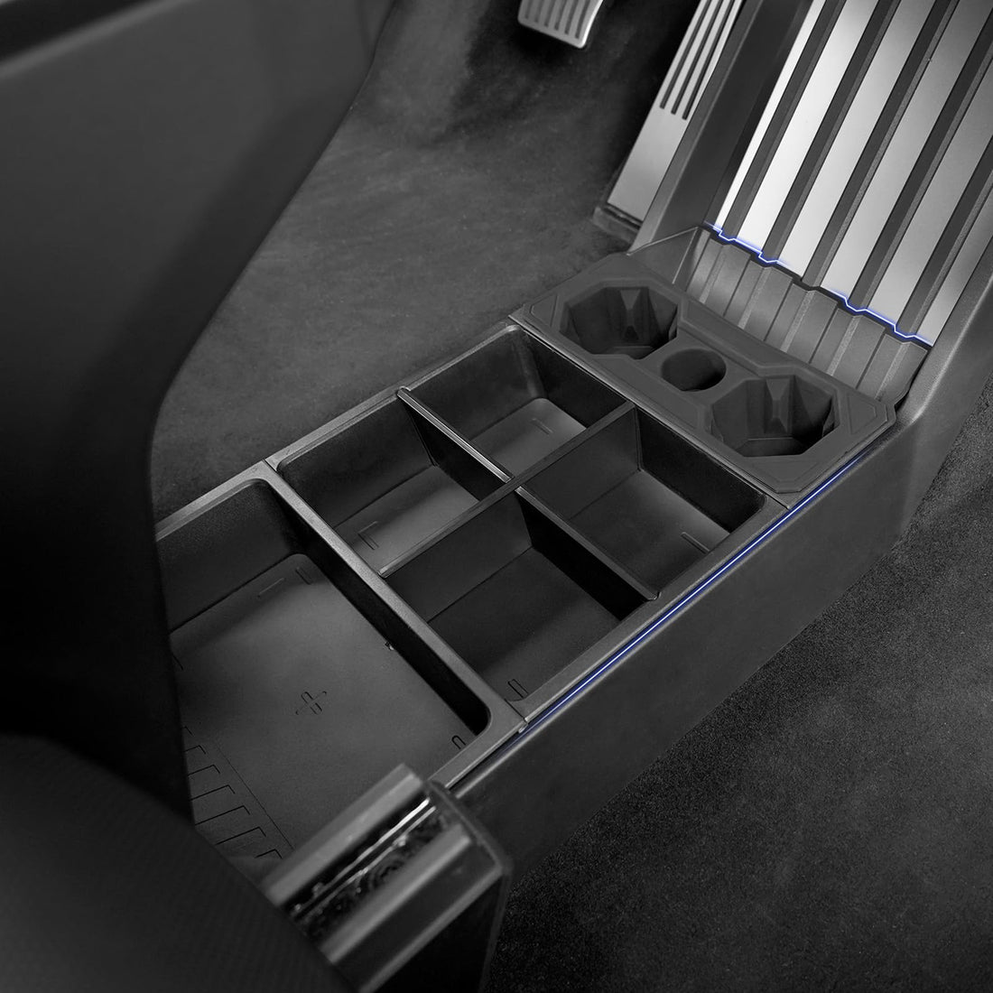 Tespart - Split Lower Center Console Storage Tray Organizer with Cup Holder for Cybertruck