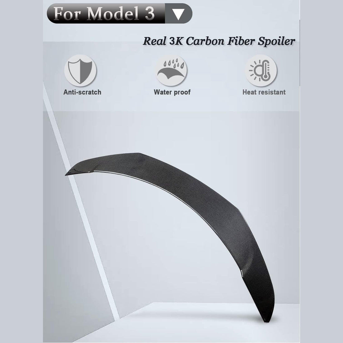Tespart - Model Y / 3 Spoiler V-Style - Carbon Fiber Exterior Mods