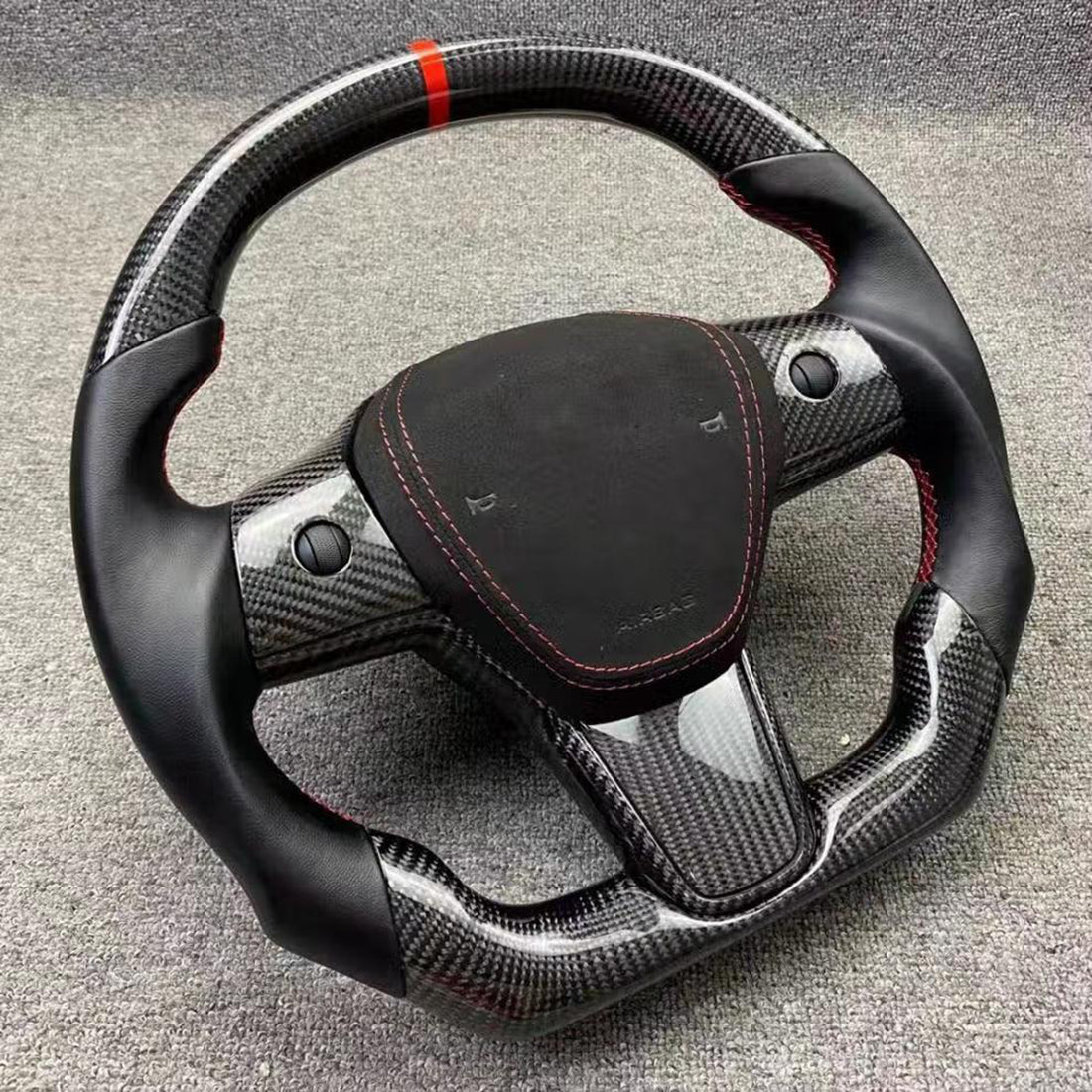 Tespart - Sport Grip Carbon Fiber Steering Wheel for Tesla Model 3 / Y 【Style 40】